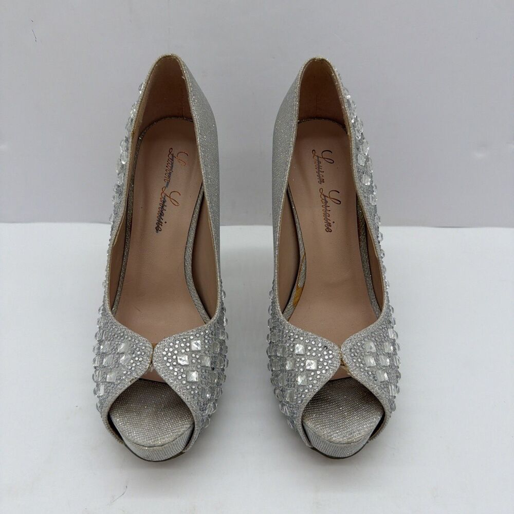 Lauren Lorraine Carol Rhinestone Heels Women’s Size 6.5 Open Toe